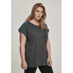 Дамска тениска с реглан ръкави в тъмносиво и тъмнозелено Urban Classics Ladies Contrast Raglan Tee charcoal/bottlegreen 