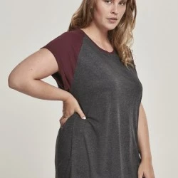 Дамска тениска с реглан ръкави Urban Classics в графит и червено charcoal/redwine