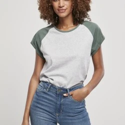 Дамска тениска с реглан ръкави Urban Classics lightgrey/paleleaf