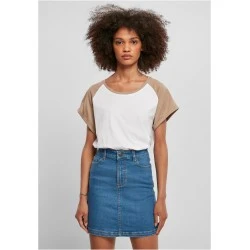 Дамска дълга тениска в бежово и бяло Ladies Contrast Raglan Tee
