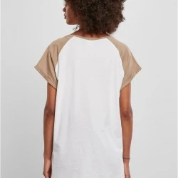 Дамска дълга тениска в бежово и бяло Ladies Contrast Raglan Tee