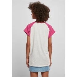 Дамска дълга тениска в розово и бяло Ladies Contrast Raglan Tee