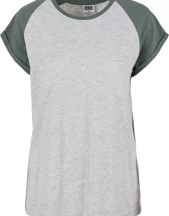 Дамска тениска с реглан ръкави Urban Classics lightgrey/paleleaf, Тениски - Hoodstyle.bg