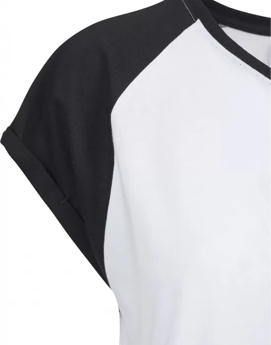 Дамска тениска с реглан ръкави Urban Classics в бяло и черно, Тениски - Hoodstyle.bg
