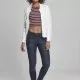 Дамски къс потник на райета Urban Classics white/navy/fire red, Топове - Hoodstyle.bg