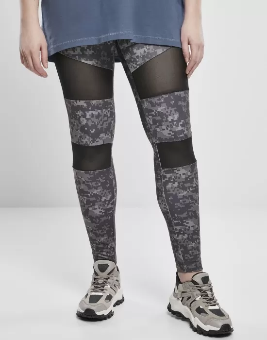 Дамски клин на дигитални камуфлажни шарки в сиво Urban Classics Ladies Camo Tech Mesh Leggings, Клинове - Hoodstyle.bg