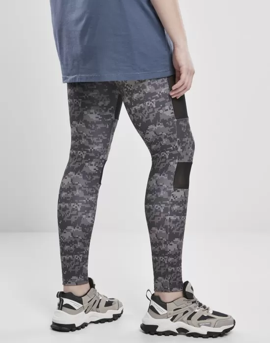Дамски клин на дигитални камуфлажни шарки в сиво Urban Classics Ladies Camo Tech Mesh Leggings, Клинове - Hoodstyle.bg