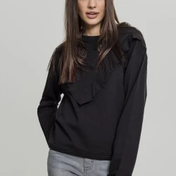 Дамска блуза в черно Urban Classics Ladies Terry Volant Crew