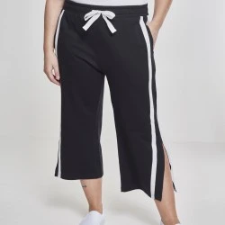 Дамски панталони в черен цвят Urban Classics Ladies Taped Terry Culotte black/white 
