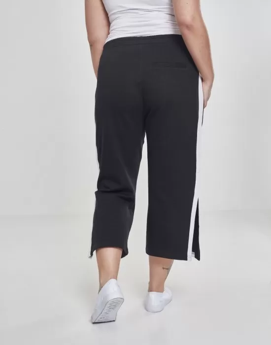 Дамски панталони в черен цвят Urban Classics Ladies Taped Terry Culotte black/white, Панталони - Hoodstyle.bg