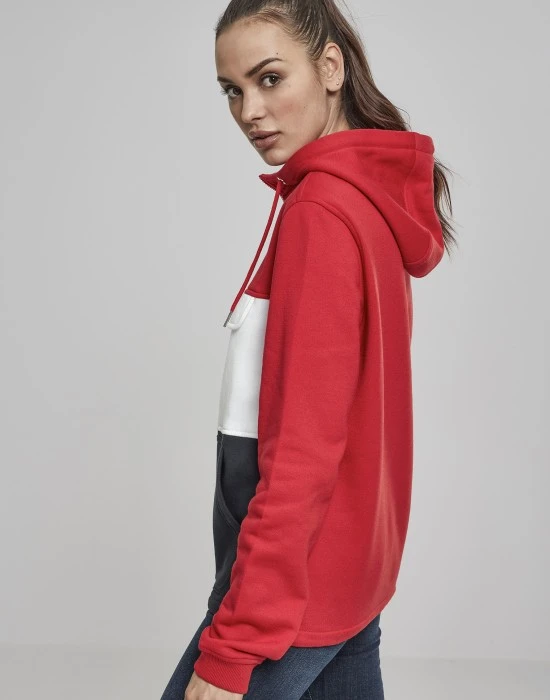 Суичър Ladies Color Block Sweat Pull Over Hoody firered/navy/white XS