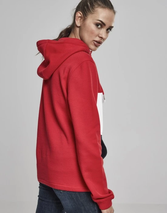 Суичър Ladies Color Block Sweat Pull Over Hoody firered/navy/white XS
