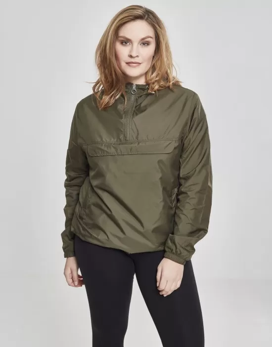 Дамско яке в цвят маслина от Urban Classics Ladies Basic Pull Over, Якета - Hoodstyle.bg