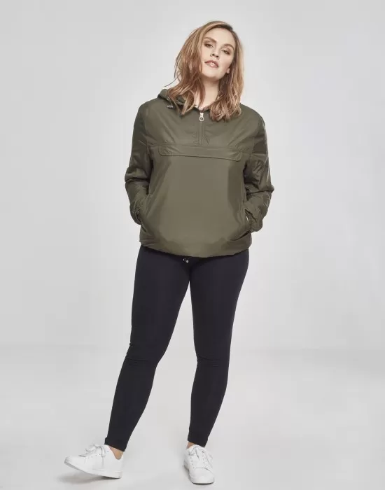 Дамско яке в цвят маслина от Urban Classics Ladies Basic Pull Over, Якета - Hoodstyle.bg