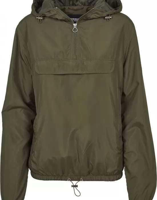Дамско яке в цвят маслина от Urban Classics Ladies Basic Pull Over, Якета - Hoodstyle.bg