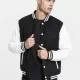Мъжко колежанско яке Urban Classics blk/wht с кожени ръкави, Колежански - Hoodstyle.bg