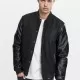 Мъжко колежанско яке Urban Classics blk/blk с кожени ръкави, Колежански - Hoodstyle.bg