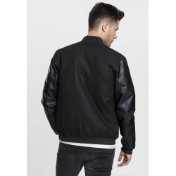 Мъжко колежанско яке Urban Classics blk/blk с кожени ръкави