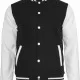 Мъжко колежанско яке Urban Classics blk/wht с кожени ръкави, Колежански - Hoodstyle.bg