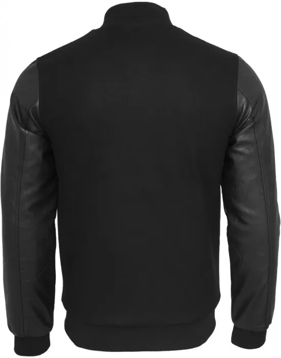 Мъжко колежанско яке Urban Classics blk/blk с кожени ръкави, Колежански - Hoodstyle.bg