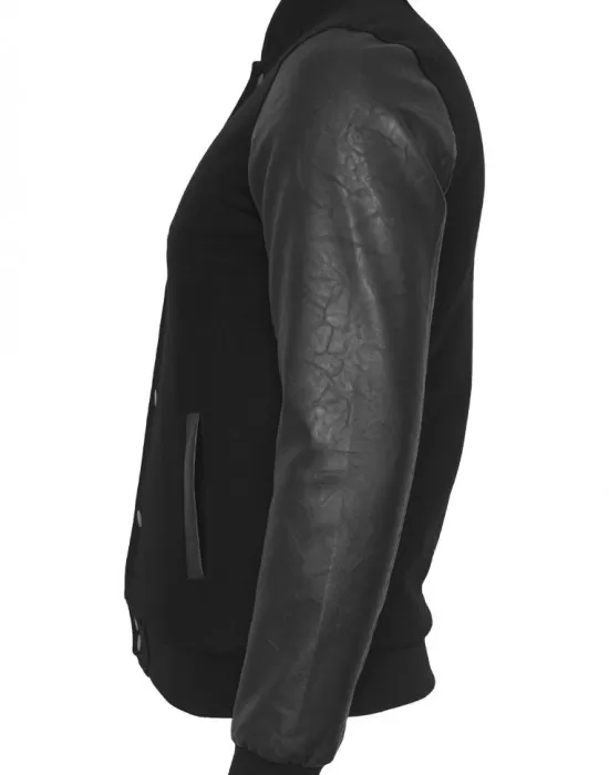 Мъжко колежанско яке Urban Classics blk/blk с кожени ръкави, Колежански - Hoodstyle.bg