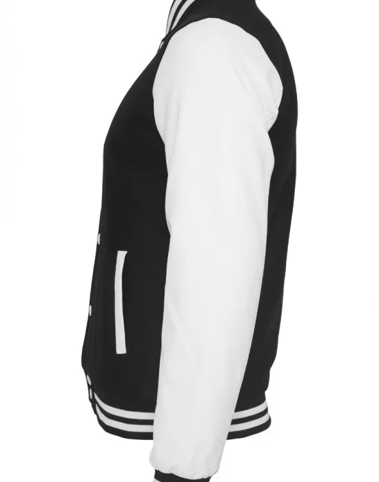 Мъжко колежанско яке Urban Classics blk/wht с кожени ръкави, Колежански - Hoodstyle.bg