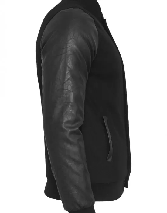 Мъжко колежанско яке Urban Classics blk/blk с кожени ръкави, Колежански - Hoodstyle.bg
