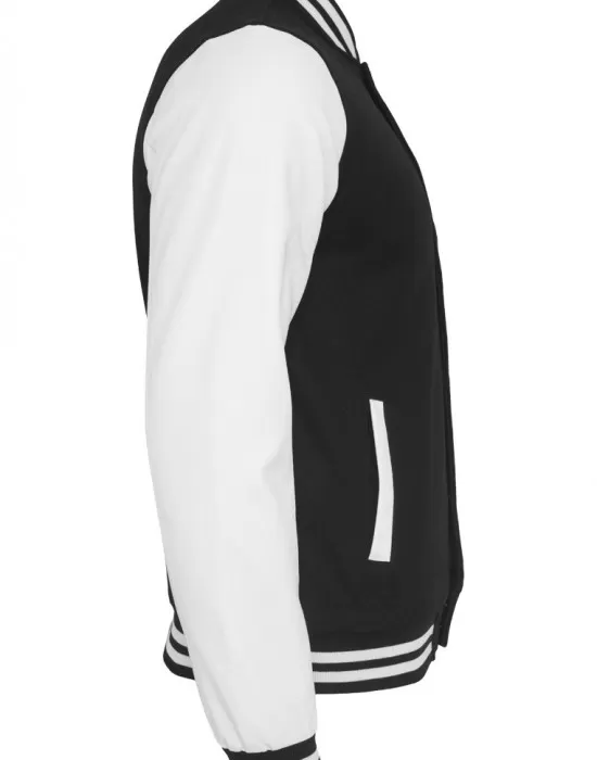 Мъжко колежанско яке Urban Classics blk/wht с кожени ръкави, Колежански - Hoodstyle.bg