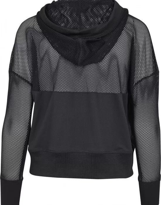 Дамски суичър в черно Urban Classics Ladies Mesh Hoody, Суичъри - Hoodstyle.bg