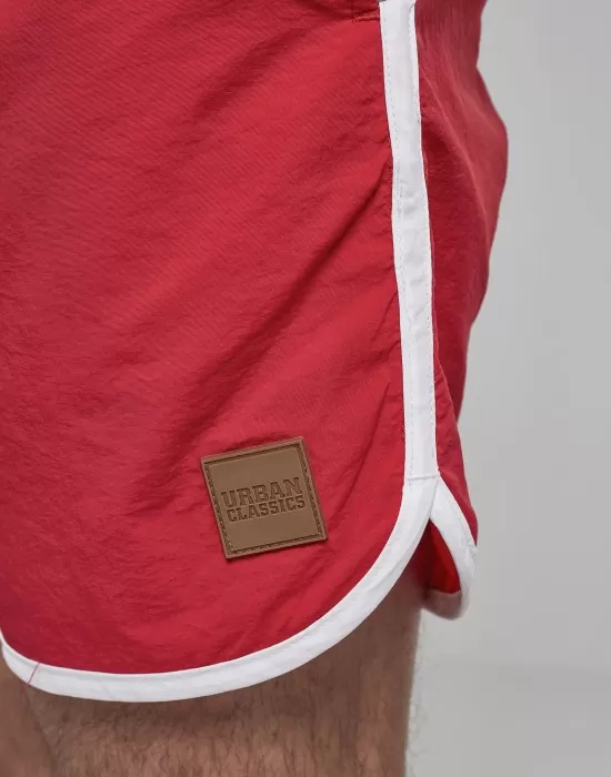 Мъжки бански в червено и бяло Urban Classics Retro, Къси панталони - Hoodstyle.bg