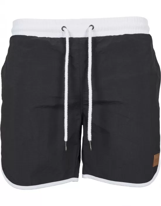 Мъжки бански в черно и бяло Urban Classics Retro, Къси панталони - Hoodstyle.bg