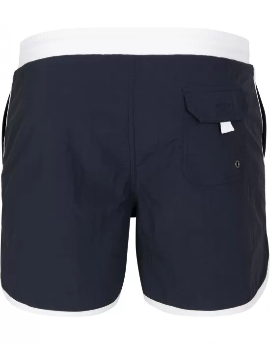 Мъжки бански в тъмносиньо и бяло Urban Classics Retro, Къси панталони - Hoodstyle.bg