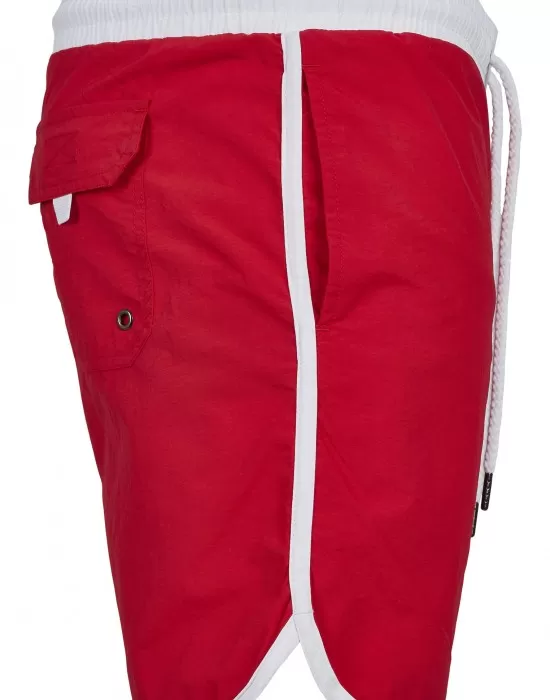 Мъжки бански в червено и бяло Urban Classics Retro, Къси панталони - Hoodstyle.bg