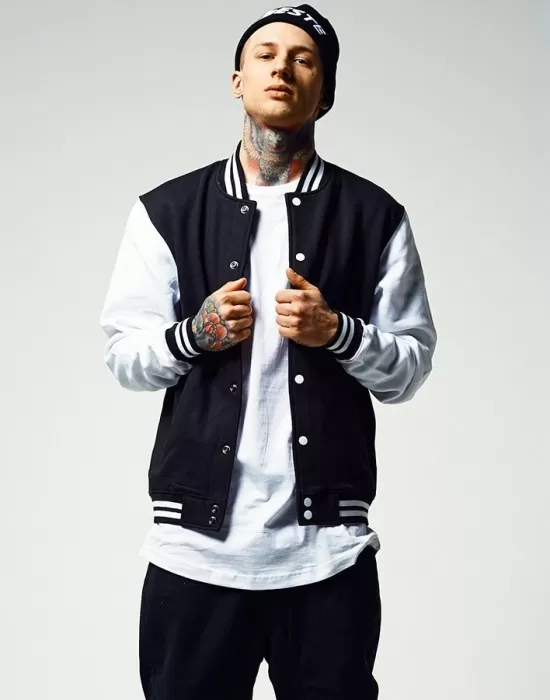Мъжко колежанско яке в черно Urban Classics blk/wht