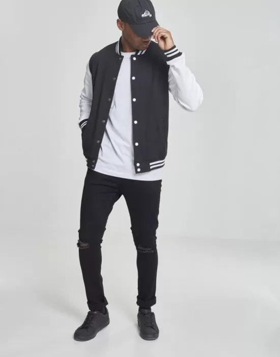 Мъжко колежанско яке в черно Urban Classics blk/wht
