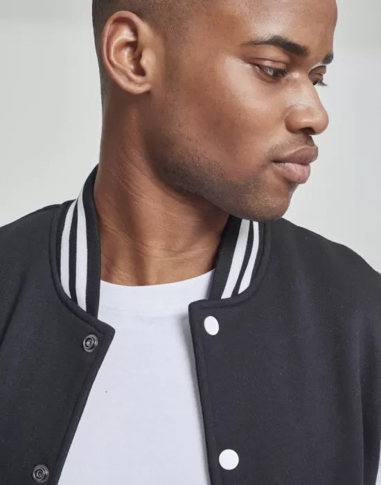 Мъжко колежанско яке в черно Urban Classics blk/wht