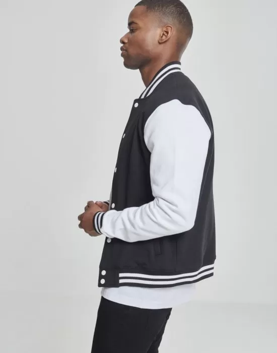 Мъжко колежанско яке в черно Urban Classics blk/wht