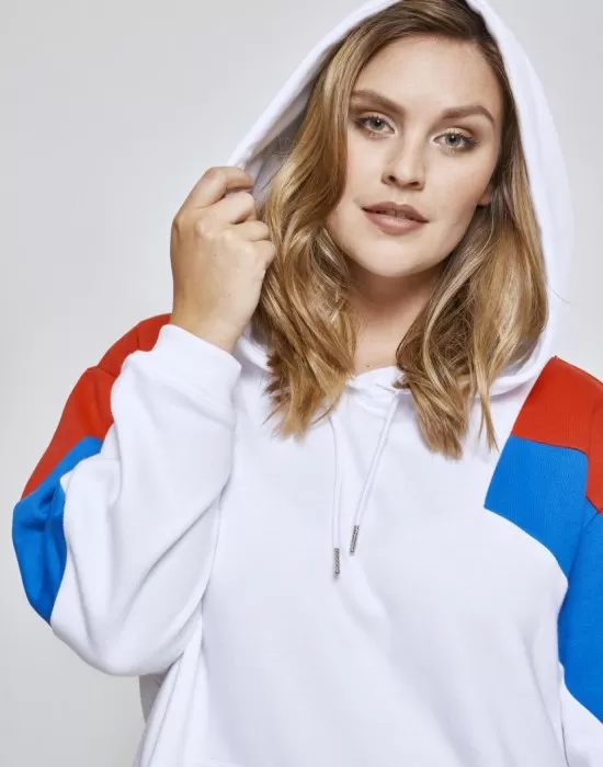 Дамски суичър в три цвята Urban Classics whtfireredbrightblue, Суичъри - Hoodstyle.bg