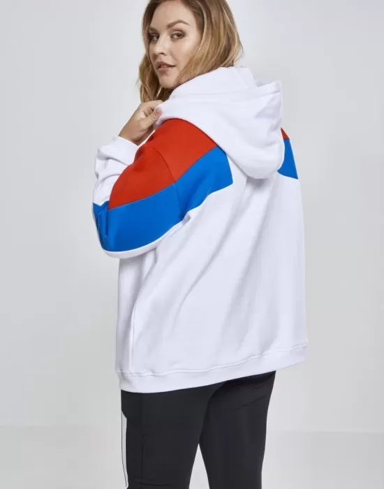 Дамски суичър в три цвята Urban Classics whtfireredbrightblue, Суичъри - Hoodstyle.bg