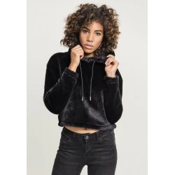 Дамски плюшен суичър Urban Classics в черен цвят