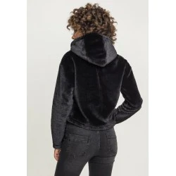 Дамски плюшен суичър Urban Classics в черен цвят