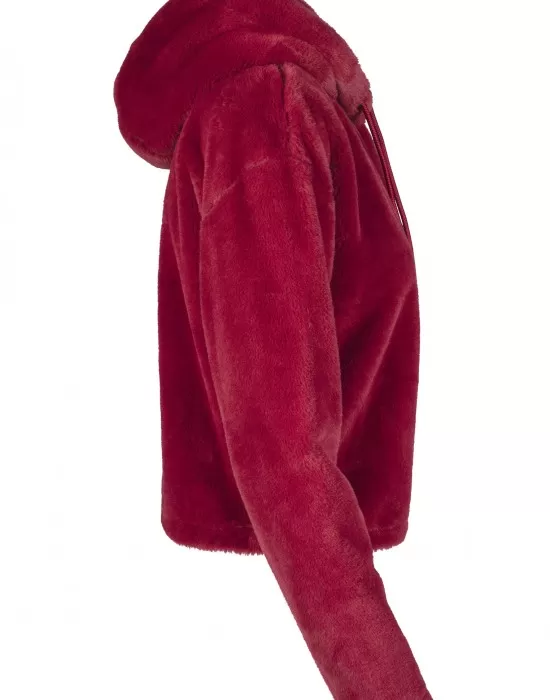 Дамски плюшен суичър Urban Classics burgundy, Суичъри - Hoodstyle.bg