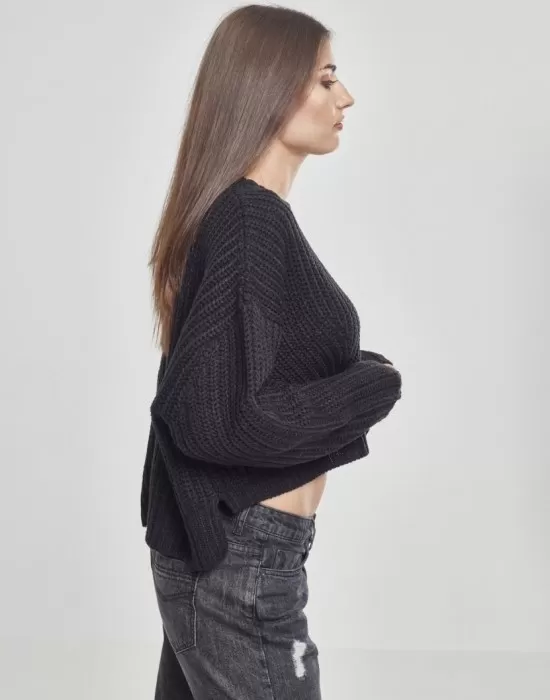 Дамски къс пуловер Urban Classics в черен цвят, Блузи - Hoodstyle.bg
