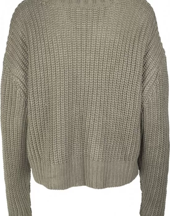 Дамски къс пуловер Urban Classics в цвят маслина, Блузи - Hoodstyle.bg