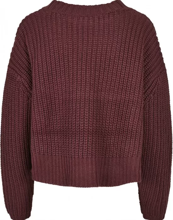 Дамска плетена блуза в тъмночервено Urban Classics Ladies Wide Oversize Sweater, Блузи - Hoodstyle.bg