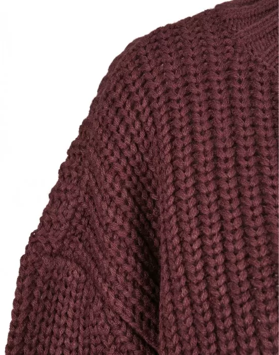 Дамска плетена блуза в тъмночервено Urban Classics Ladies Wide Oversize Sweater, Блузи - Hoodstyle.bg