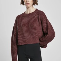 Дамска плетена блуза в тъмночервено Urban Classics Ladies Wide Oversize Sweater 