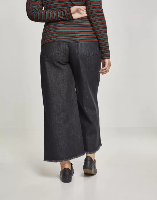 Дамски дънки в черен цвят Urban Classics  Ladies Denim Culotte black washed, Дънки - Hoodstyle.bg