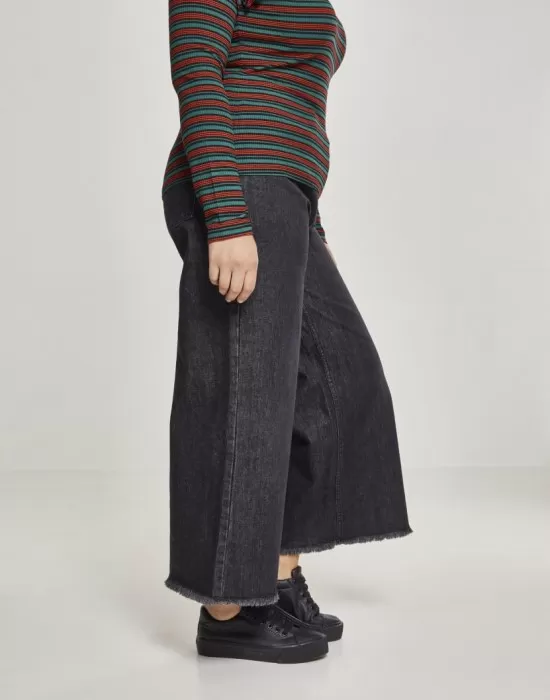 Дамски дънки в черен цвят Urban Classics  Ladies Denim Culotte black washed, Дънки - Hoodstyle.bg