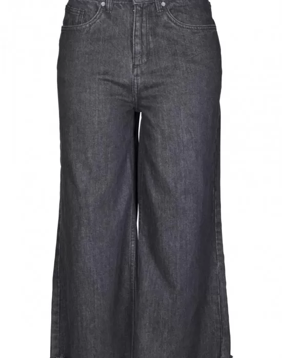 Дамски дънки в черен цвят Urban Classics  Ladies Denim Culotte black washed, Дънки - Hoodstyle.bg